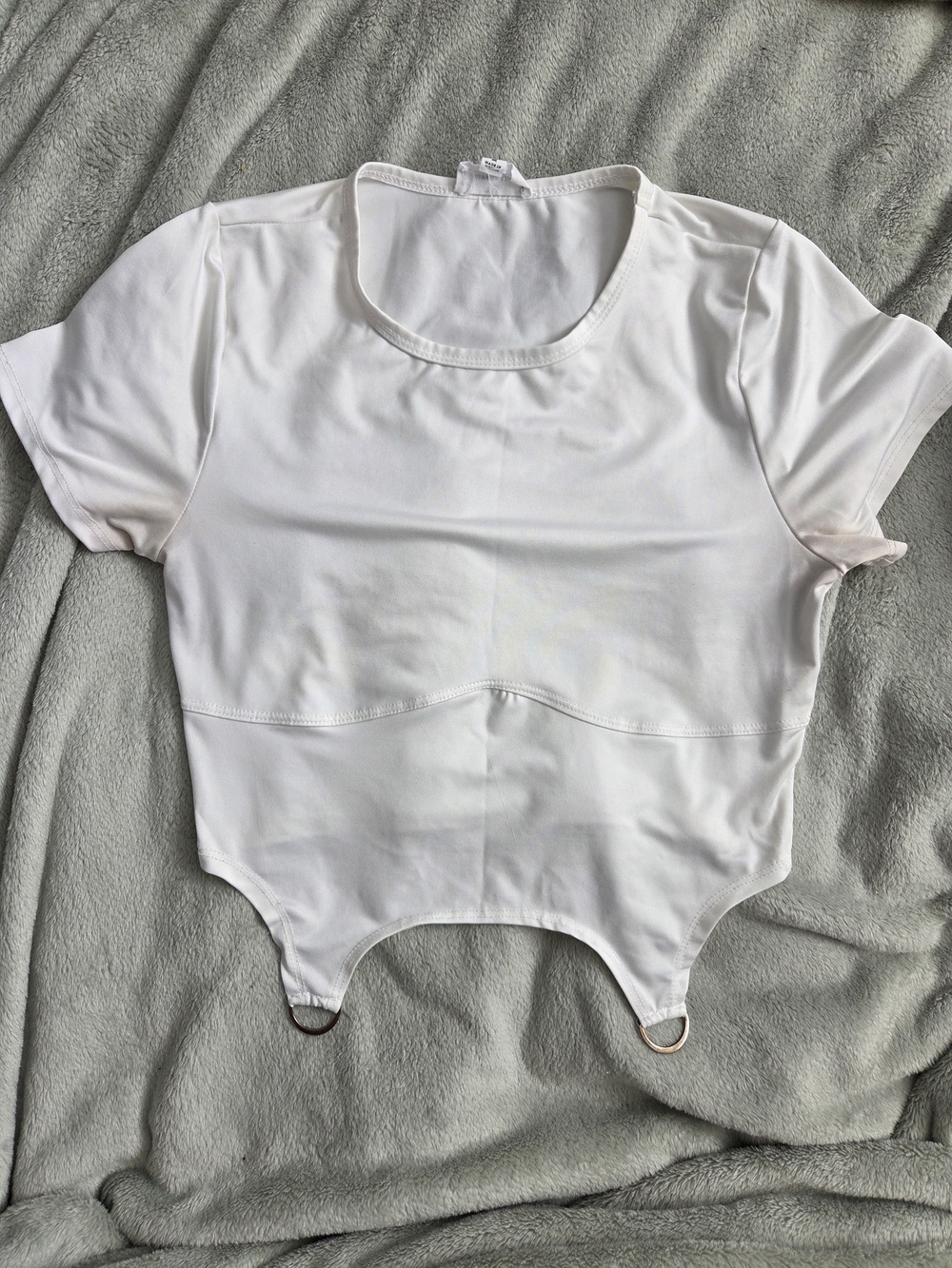 White Crop Top with Ring Details - Women